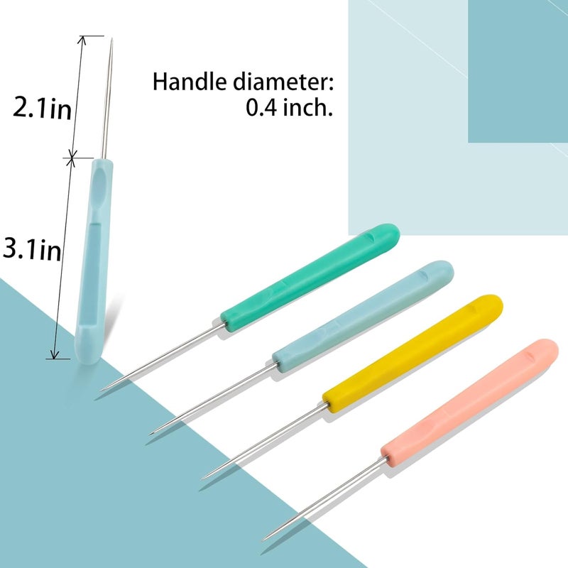 Ceukius 12Pcs Plastic Handle Leather Sewing Awl for Sewing DIY Handicrafts, Tailors Awl,Stitching Sewing Tool - Image 2